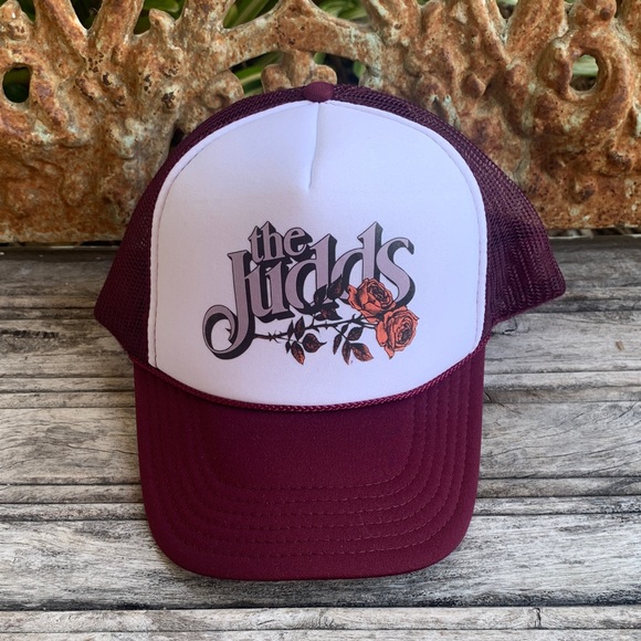 OTTO Accessories - Vintage The Judds Concert Hat by OTTO Maroon and White Mesh Trucker Cap